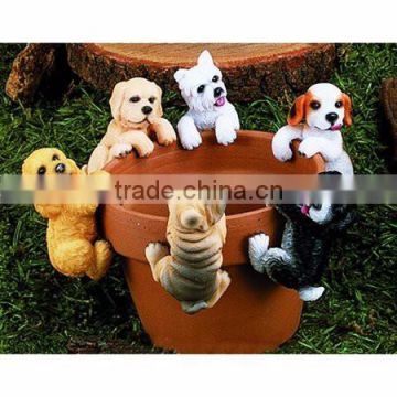 Medium Puppy Pot Hangers Garden Statues set of 6