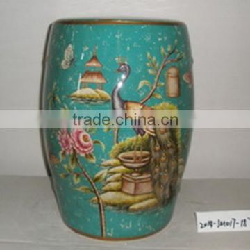 Chinese blue home decoration ceramic drum stool