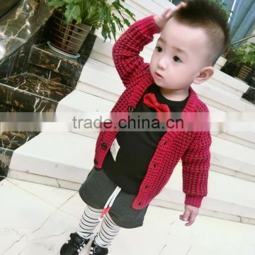 Casual Autumn Wear Kid Boy Clothes Red Frock Print Child Clothing For Wholesale
