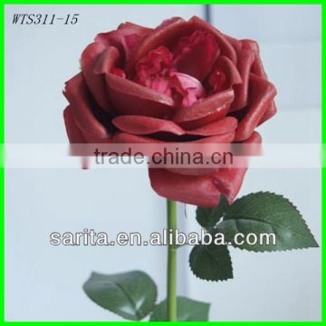 factory price single artificial cabbage roses with red colors