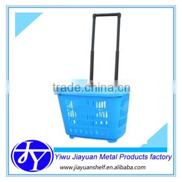 Folding handle plastic shopping basket