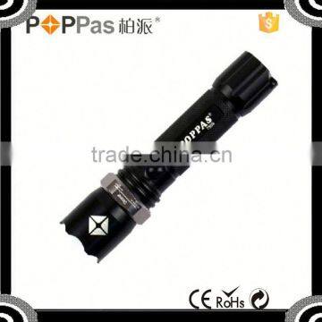 Promotion POPPAS T809 3W XPE Zoomable Bright Rechargeable Aluminium 18650 Battery Led riot flashilght