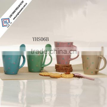 Household tea mug with spoon ceramic