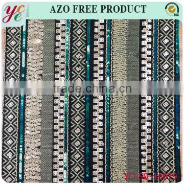 Multicolor sequins strip pattern design sequin fabric embroidery for dress