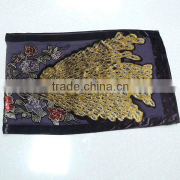 TYCAP088 2014 Fashion Women's Purple Burnt out velvet Long Scarf of The Peacock Pattern