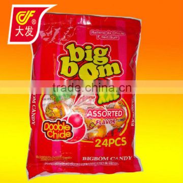 big bom lollipop with bubble gum inside