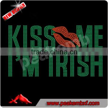 Beautiful Hot Fix Design Kiss me I'm Irish Rhinestone transfers