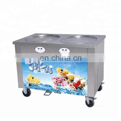 Elegant Appearance Table Top Double Pan China Manufacture Fried Roll Ice Cream Machine