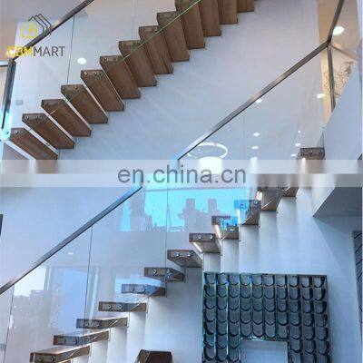 Modern Wooden Staircase Floating Straight Stairs Customized Interior Staircase designs