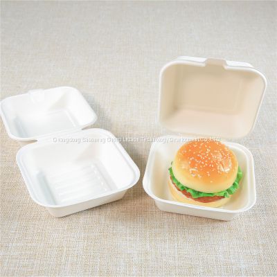Best Selling Bagasse Takeaway Fast Food Container Disposable Biodegradable Sugarcane Hamburger Box