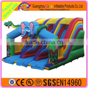 Elephant design inflatable plastic dry slide for sales