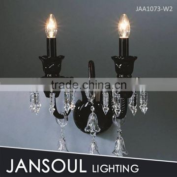 2 bulbs black crystal modern bedroom wall light fixture                        
                                                Quality Choice