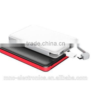 Full color logo printing premium black and white color leather power bank charger with full color logo printing
