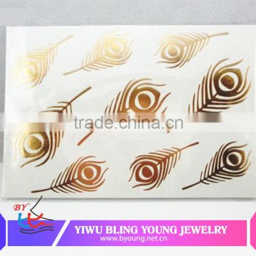 Eco-friendly high quality waterproof gold foil tattoo sticker temporary