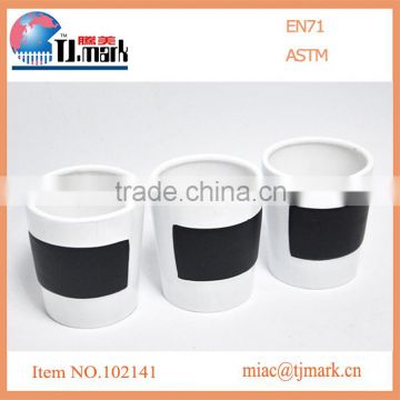 3 pcs mini white paintable ceramic cup shaped flower pot