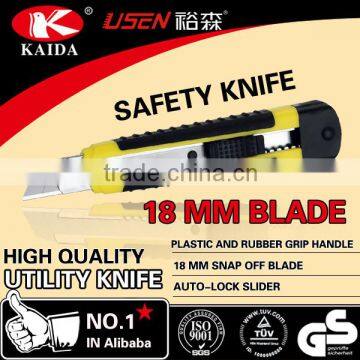 18 mm Snap Off Blade Plastic with rubber grip handle Cutting Knife