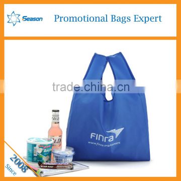 Promotinal custom logo print reusable nylon foldable shopping bag