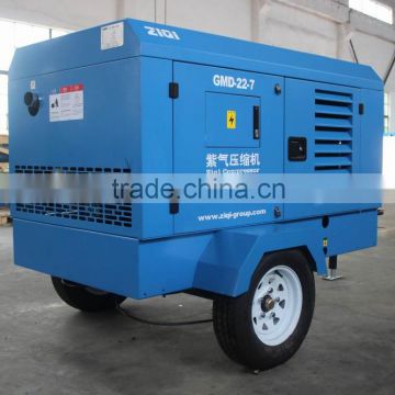 Best price two wheels 8 bar reliable portable diesel screw air compressor