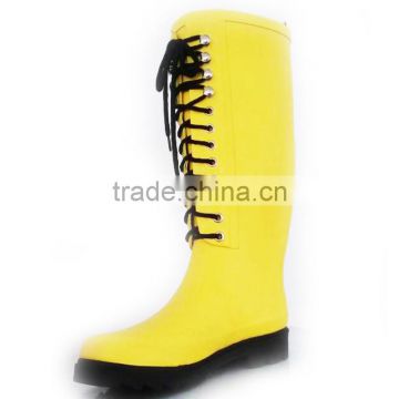 2015 fashion lace-up rubber rain boots