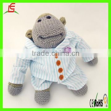 LE C1562 stuffed cuddly knitted monkey with pajamas plush toys