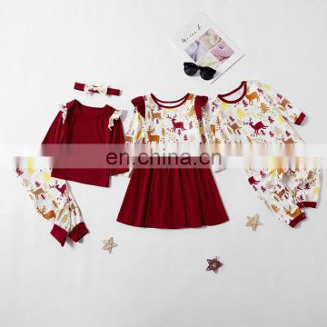 new fashion Sister Brother Match Tops Santa Outfits Sets my Christmas romper deer santa outfits kids xmas dresses