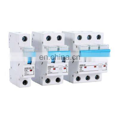 Factory direct sales HKB2-63 6A-40A/50A-63A/ 1P2P3P4P AC 50Hz / 60Hz 230V 400V white MCB miniature circuit breaker