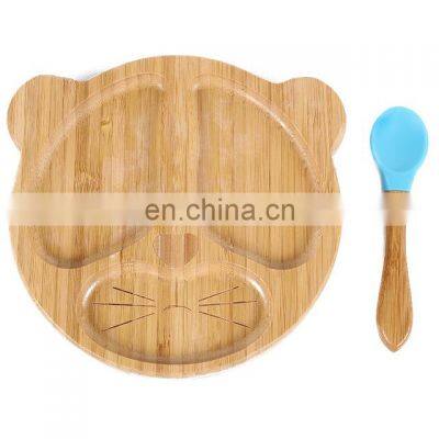 Bamboo Baby Plate Dessert Dish Children'S Tableware Baby Platter Cartoon Cutlery Set Kids Plate