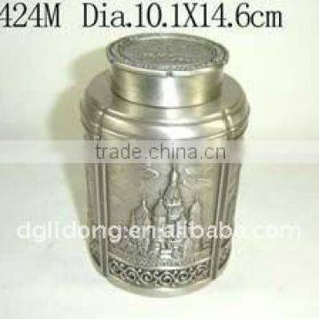 Cylinder Polished Metal Tea Can