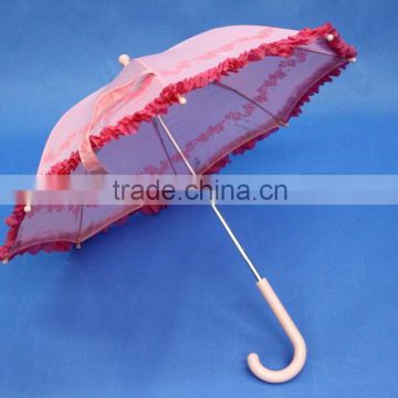 19 inch Safety Straight Cute Kids Umbrella with Lace