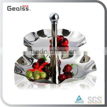 Two Layer Round Food Tray Stainless Steel Fruit Basket / Snack Tray