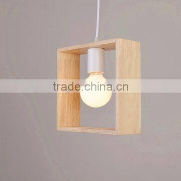 design geometry vintage square shape solid wood pendant lamp LED lamp