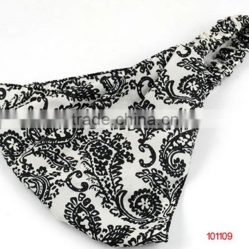 black flower print fabric headband