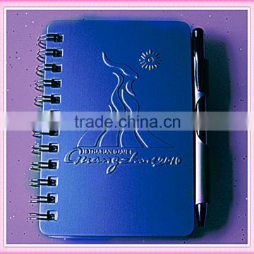office metal cover spiral diary with ball pen for promotion and business gift