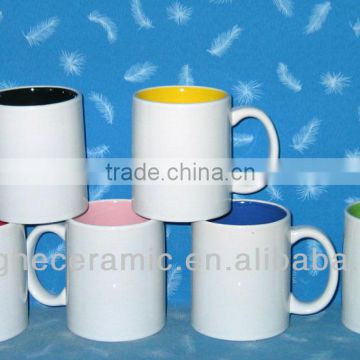 Inside colored ceramic coated mugs and cups for sublimation