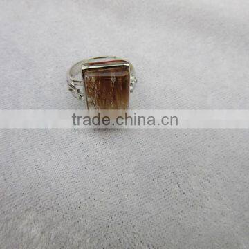 Wholesale quartz rutilated square crystal ring