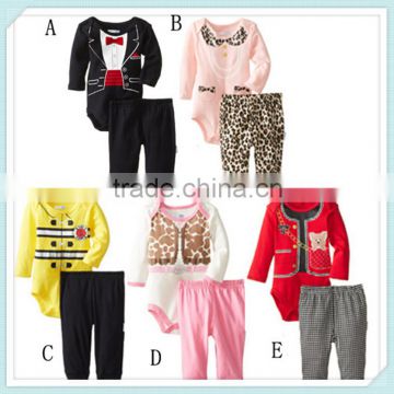 Baby clothing baby girl clothes baby romper + leopard pants clothing set