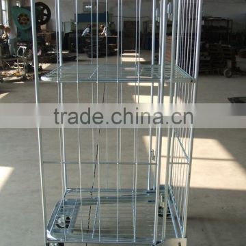 Stainless storage secure folding warehouse roll container