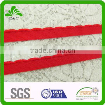 wholesale soft one side scallop edge elastic red color