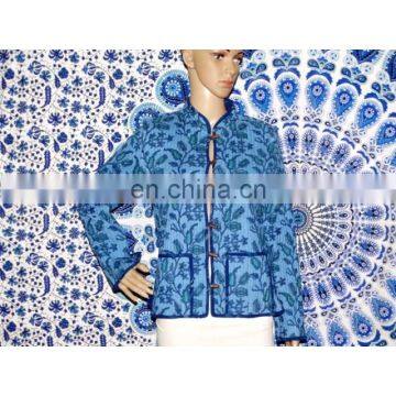 Hand Block Print Jacket Indian Print Cotton Winter Warm Coat