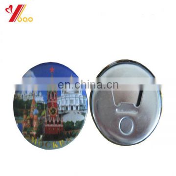 Customized Round Metal Badge Tin Opener Magnet Beer Bottle Button Opener