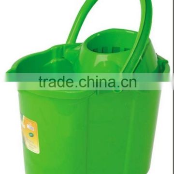 Plastic cleaning mop bucket with wringer and wheels