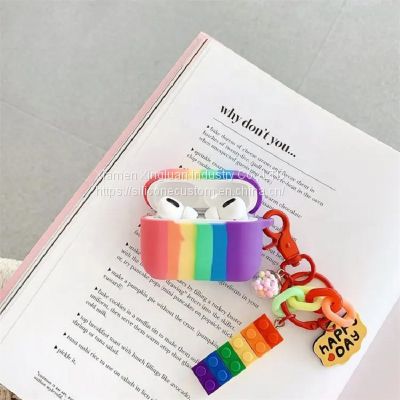 Rainbow Carrying Silicone Portable Bluetooth Earphone Case