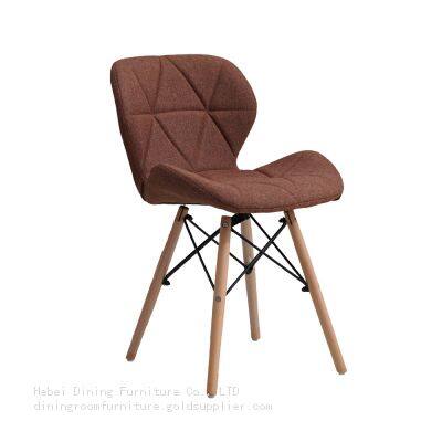 Fabric Line Upholstered Dining Chair with Wooden Legs DC-F06