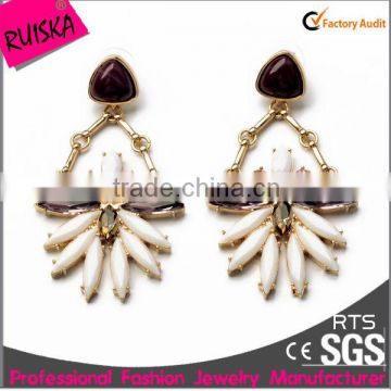 Resin Crystal Gold Plated Zinc Alloy Earrings