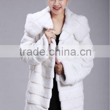 hot sell beautiful white rex rabbit fur coat