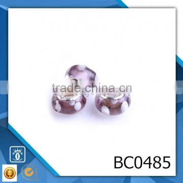 Big hole european silver core engrave logo beads murano glass beads DIY BC0485