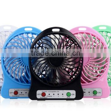 Portable USB fan strong winds with battery charging cable led light rechargeable fan