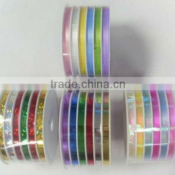 HOT SALE! 5mm Six Channels Solid Plain Metallic Holo Iridescent Poly Curly Ribbon Spool Coil