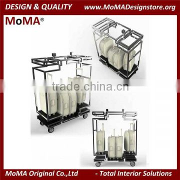 2015 Latest Modern Design Luxury Square Stainless Steel Hotel Luggage Trolley