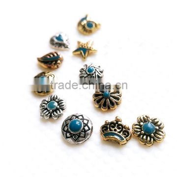 2016 New Trends Japanese type gold silver round star flower shape Nail Art retro metal alloy